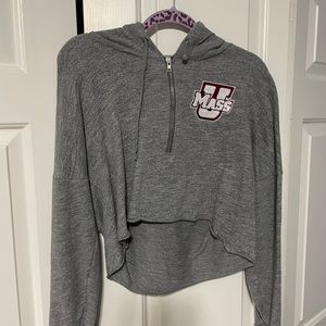 umass boston crop top hoodie